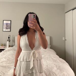 Lulus white tiered goddess dress